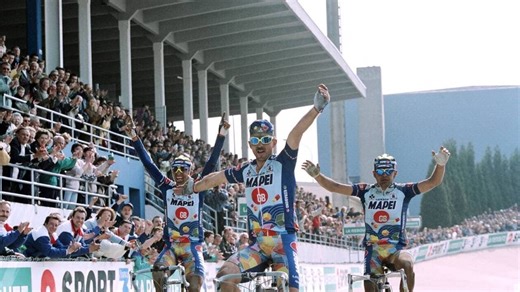 Paris-Roubaix. Triplé de Mapei pour les 100 ans, une domination qui interroge le 14 avril 1996