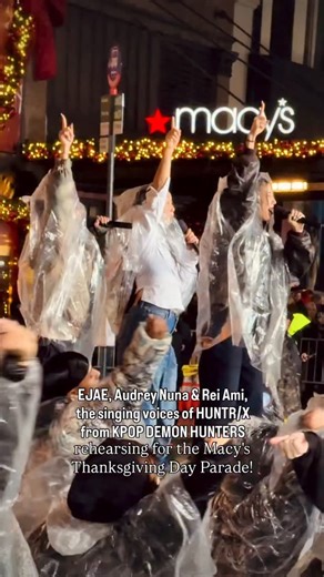 Luci | NYC on Instagram: "⭐️ EJAE, Audrey Nuna & Rei Ami, the singing voices of HUNTR/X from KPOP DEMON HUNTERS rehearsing for the Macy's Thanksgiving Day Parade 2025!!! And Sussy!! 🐦"