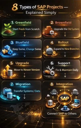 Types of SAP Projects in Real Time | Greenfield, Brownfield, Rollout, Upgrade & More #sap #sapfico
