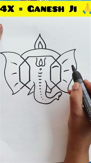 Ganesh Ji drawing tricks with 'X' #ganesh #ganpati #drawing #shorts #ytshorts