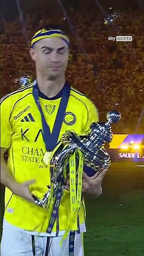 The moment Cristiano Ronaldo lifted the Saudi Pro League trophy! 🏆