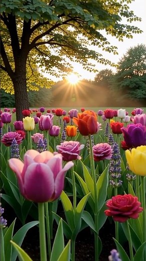 Beautiful Sunrise Flower Garden 🌸 | Nature 4K Video |#NatureVideo #SunriseFlowers