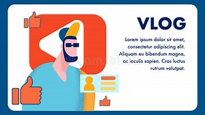 Popular Video Blog Flat Vector Banner Template Stock Vector - Illustration of drawing, channel: 146054952