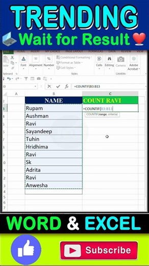Countif use in Excel #exceltips #shorts #excel #exceltutorial घर बैठे EXTRA INCOME