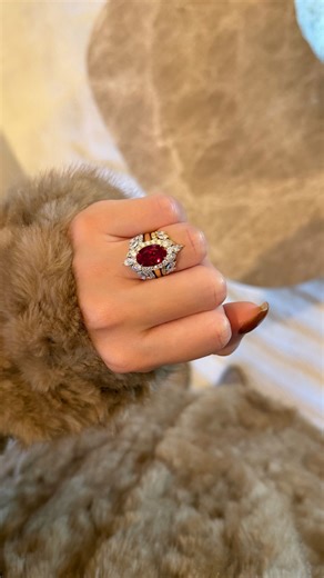 ICONIC🔥 Featuring The Gloria, 4ct Elongated Oval-Cut Ruby Isabella Trio Set oval ruby engagement ring // pigeon blood ruby ring // lab grown ruby engagement ring // ruby trio bridal set // ruby and diamond engagement ring // oval cut ruby ring // ruby halo engagement ring // luxury ruby engagement ring // red gemstone engagement ring // statement ruby ring // ruby wedding set // oval ruby halo ring // high jewelry ruby ring // custom ruby engagement ring // ruby cathedral ring // fine ruby brid