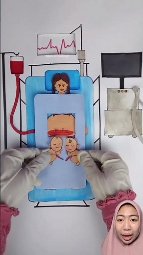 The process of a mother giving birth to twins