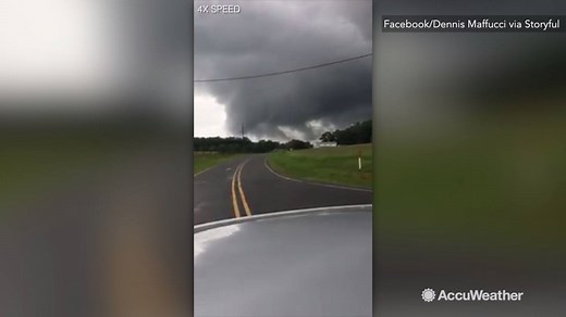 This NC State Trooper Dash Cam footage shows the tornado that hit Statesville, North Carolina yesterday, destroying two homes. | AccuWeather