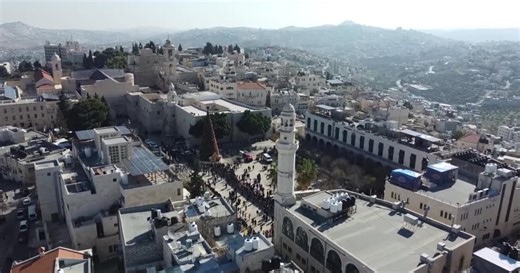 DRONE FOOTAGE shows Christmas celebrations in Bethlehem