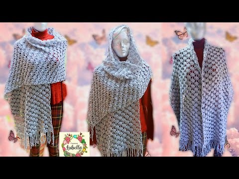 Hermoso Chal rectangular a crochet #creacioneslubella #crochet