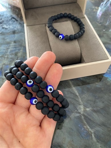 Evil Eye Bracelet for Men, Natural Stone Onyx Bead Bracelet, Adjustable Bracelet, Yoga Bracelet - Etsy UK
