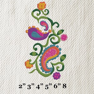 Paisley Embroidery Design – Colorful Floral Pattern | Instant Download | 2” to 8” Sizes | Boho Embroidery File for Machine Use - Etsy