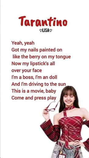 Lisa Tarantino Lyrics 🎶 [ Preview ] #kpop #blackpink #lisa