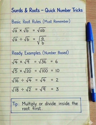 square root number maths tricks