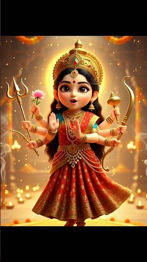 😱 Cute Durga Mata is dancing #shorts #sortsfeed #navratri #kattarsanatani