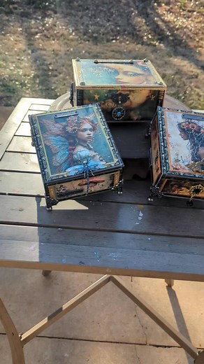 16 reactions · 4 comments | Cigar box art .. Moons Fairies and Butterflies.. #cigarboxart #mixedmedia #moon #fairies #wildheartartstudio #butterflies #artist | Sherri Welser | Facebook