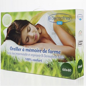 Oreiller à mémoire de forme et taie respirante Dermofresh™ - Tous Ergo