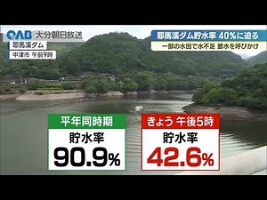 耶馬溪ダムの貯水率低下続く あすにも取水制限か