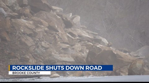 Rock slide closes northbound lane of WV-2 near Wellsburg Bridge