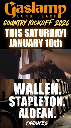 GASLAMP Long Beach on Instagram: "COUNTRY KICKOFF 2026! 🤠 THIS SATURDAY | JAN 10th | 7pm *MORGAN WALLEN Tribute THE MORGAN WALLEN EXPERIENCE *CHRIS STAPLETON Tribute THE STAPLES *JASON ALDEAN Tribute DIRT ROAD Plus DJ CORAL RODRIGUEZ Doors 6pm 🎟️ GaslampTix.com ☎️ (562)596-4718 Tickets are for Entry Only... For Table Must Also Make Dinner or Bottle Service Reservations at (562)596-4718 or info@gaslamplongbeach.com GaslampLongBeach.com Gaslamp Long Beach 6251 PCH #longbeach #livemusic #restaura