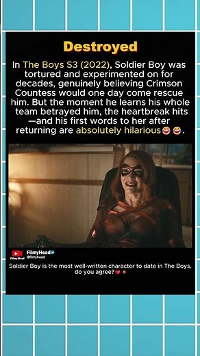 In The Boys S3 (2022), Soldier Boy's Return and His Chat with Crimson Countess is Outstanding😂.