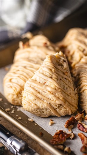 Allie on Instagram: "Get all the fall feels with these easy maple pecan scones 😋 Comment "send" to get the recipe right in your dm's or email! https://bakingamoment.com/maple-scones/"