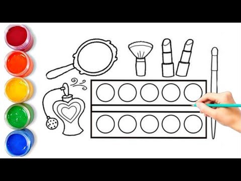 How to draw easy makeup set | easy makeup drawing step by step
