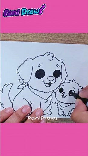 El PERRO Y SU CACHORRO más tierno para dibujar ✨