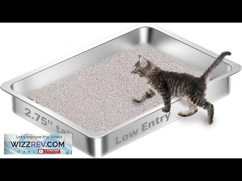 Low Entry Stainless Steel Cat Litter Box for Senior Cats Metal Shallow
