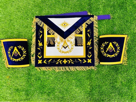 Masonic Grand Master Mason Apron With Matching Cuffs – Handcrafted Regalia in Blue & Gold Embroidery - Etsy