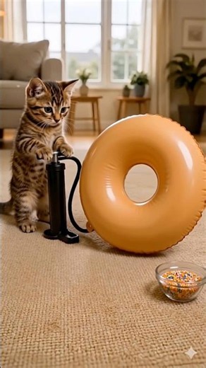 sushininja funny video😂😂😂#cat#funny#cake#donuts#prank