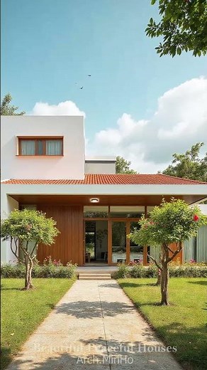 Modern Minimalist House Design – Beautiful 1.5-Story Home with Peaceful Garden