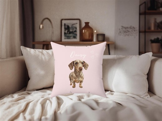 Custom Pet Pillow From Photo, Personalized Watercolor Dog or Cat Portrait Cushion, Pet Name Pillow, Thoughtful Pet Lover Gift - Etsy