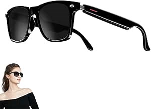 Smart Bluetooth Glasses,for Men & Women, Touch Control, Outdoor UV Protection and Voice Control, Hands-Free Calls (Black Sunglasses)