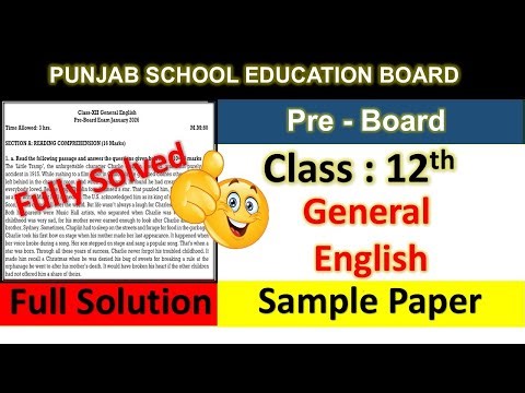 pseb class 12th English preboard sample paper 2026 | 12th general English 19 January 2026 | term-2