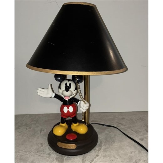Mickey Mouse Talking Animated Lamp Disney Vtg Tested works *replacement shade
