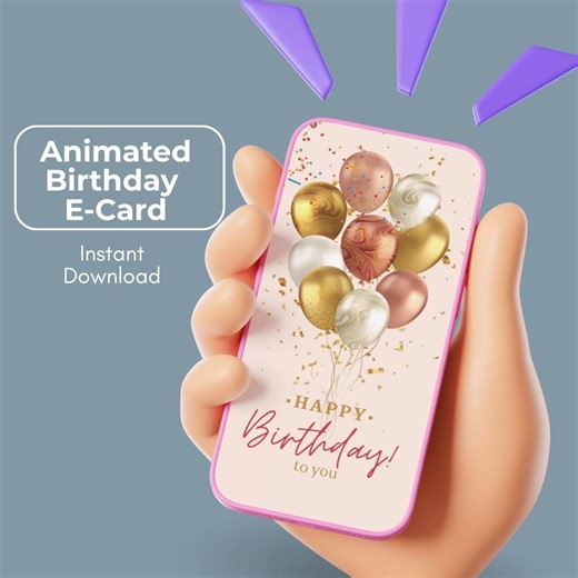 Birthday Ecard Animated Video, Digital Greeting, MP4 JPG File, Instant Download - Etsy