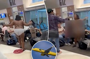 Spirit passenger strips down, flashes breasts in front of fellow fliers during airport meltdown