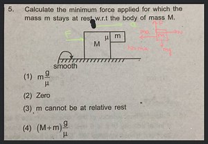 Calculate the minimum force applied for which the mass m stays ... | Filo