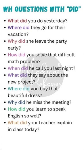 "WH Questions with 'Did': Improve Your English Grammar with Real-Life Examples ❓✨"