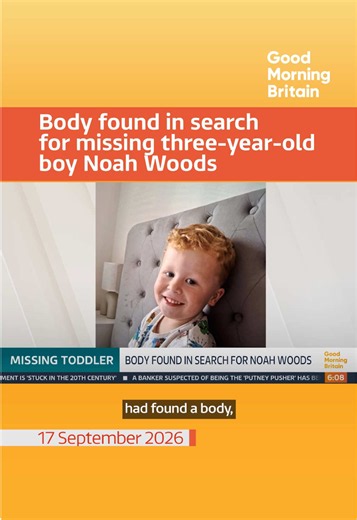 Police have found a body in the search for a missing three-year-old boy, whose disappearance sparked a huge community search effort. Noah Woods went missing at around 3pm on Tuesday in Brantham, Suffolk, when he became separated from a relative after visiting a park in Merriam Close. More than 1,000 people have joined the search effort in the 24 hours since, being organised into small patrols to comb the village, construction site and lake close to where he was last seen. #missing