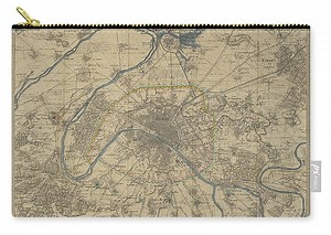 Antique Maps - Old Cartographic maps - Antique Map of Paris Zip Pouch by Studio Grafiikka