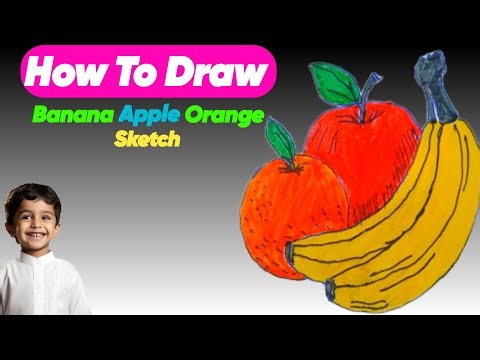 Simple Fruit Drawing 🍌🍎🍊 Anyone Can Draw This! 😍