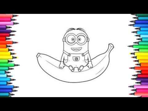 Minion Sitting on Banana Coloring for Kids | Funny Cartoon Fruit Art Activity | Easy Step by Step