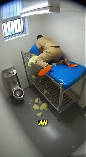 Jail Inmate Loses Control and Destroys Cell Mattress | Shocking CCTV Footage | Justice Cam