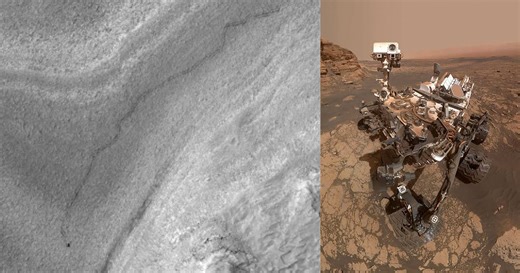 Mars Satellite Captures Curiosity Rover Driving Across the Red Planet