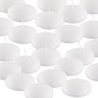 Pliadvbu 3 Inch Floating Candles Set of 24, Unscented White Candles for Wedding, Pool Party, Holiday Centerpieces & Home Decor