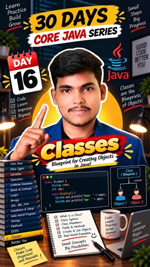 Classes in Java Explained in Telugu | Class vs Object | Day 16 of 30 Days of Core Java Series