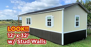 16K views · 57 reactions | 12' x 32' "LaBelle" Cabin Shell, with stud walls @ our Lancaster location . . .  Check out our current inventory of over 175 sheds ready for instant ⚡️ delivery @ https://www.backyard-world.com/current-inventory . . . FREE Delivery throughout central Kentucky | Backyard World | Facebook
