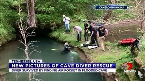 Incredible pictures show the moment an elite diver trapped in an underwater cave is rescued in the United States. www.7NEWS.com.au #7NEWS | 7NEWS Melbourne