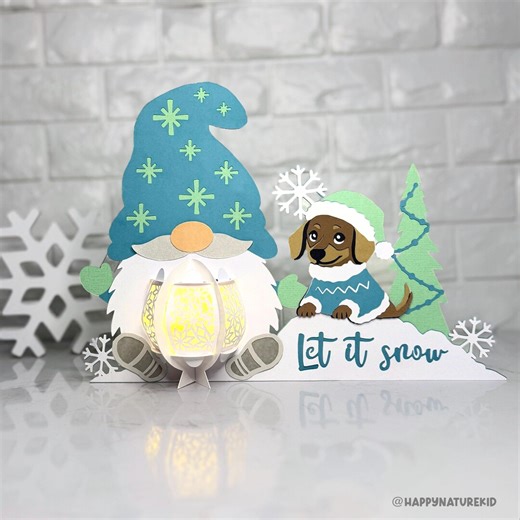 Gnome and Dog Lantern Svg, Let It Snow Svg, Winter Lantern Svg, Cricut Orojects, Svg Files for Silhouette, Svg Files for Cricut - Etsy